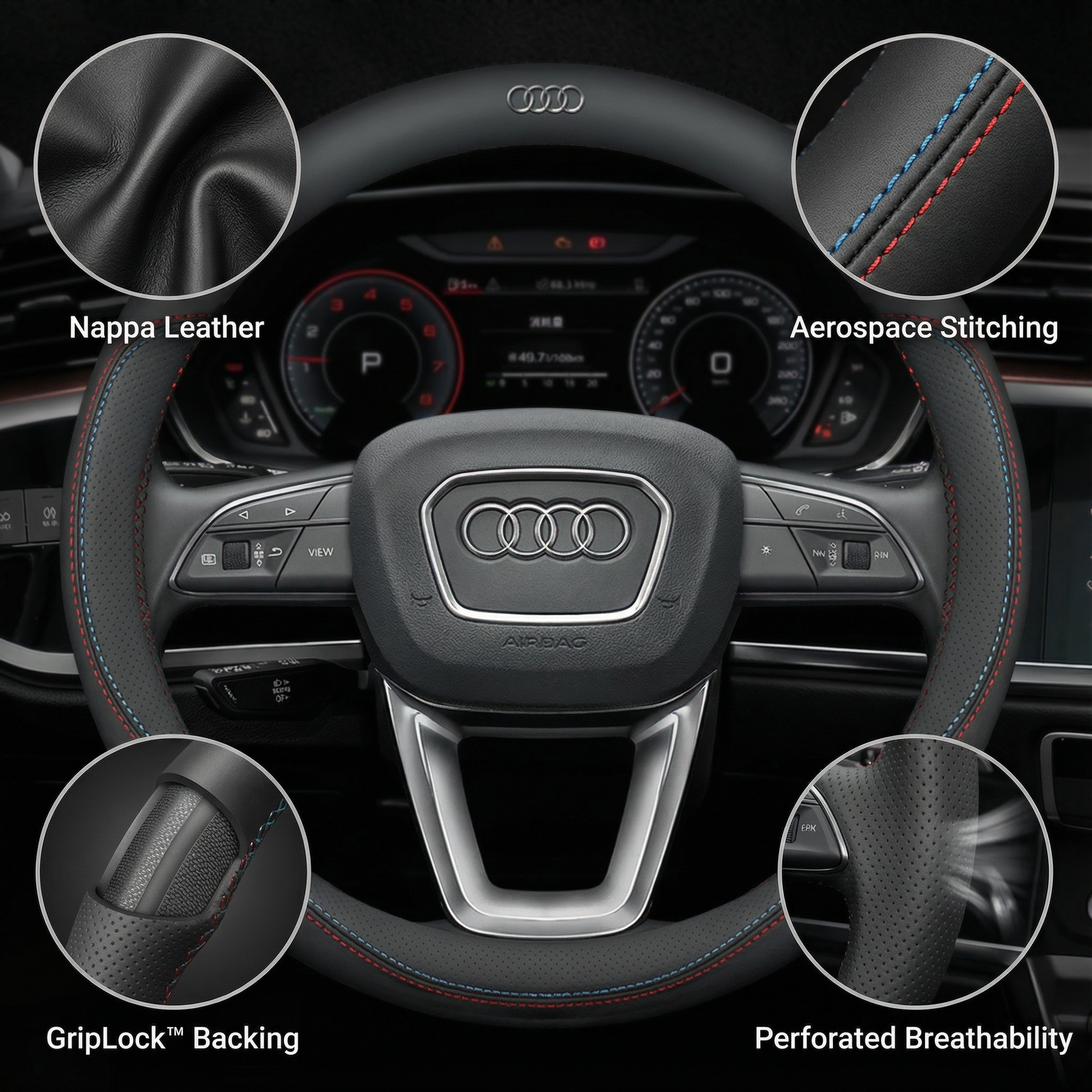 NappaTouch Elite - Premium Nappa Leather Steering Wheel Cover