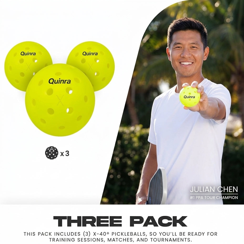 Quinra™ X-40 Outdoor Pickleballs | USA Pickleball & APP Tour Official Ball, Regulation Size