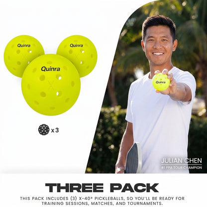 Quinra™ X-40 Outdoor Pickleballs | USA Pickleball & APP Tour Official Ball, Regulation Size