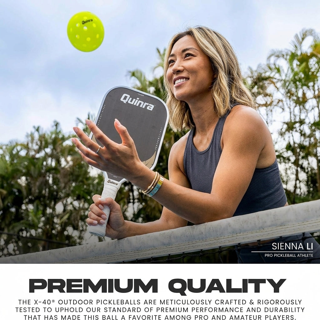Quinra™ X-40 Outdoor Pickleballs | USA Pickleball & APP Tour Official Ball, Regulation Size